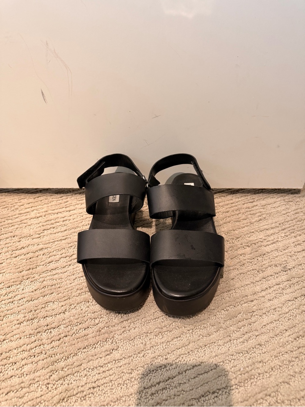 Steve Madden Black Platform Sandals with Double Straps